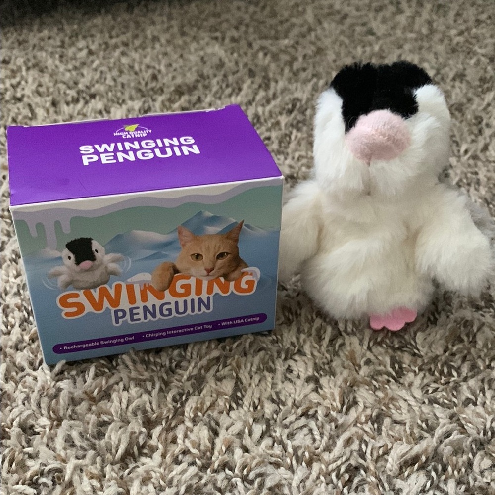 NWOT Swinging Penguin Cat Toy